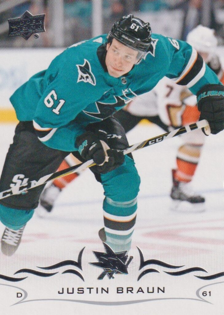 2018/19 Upper Deck – Justin Braun San Jose Sharks 403