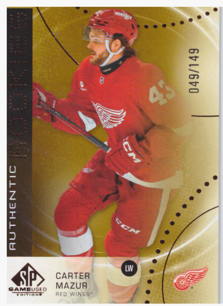 2025/26 SP Game Used – Carter Mazur Detroit Red Wings AR-CM   /149