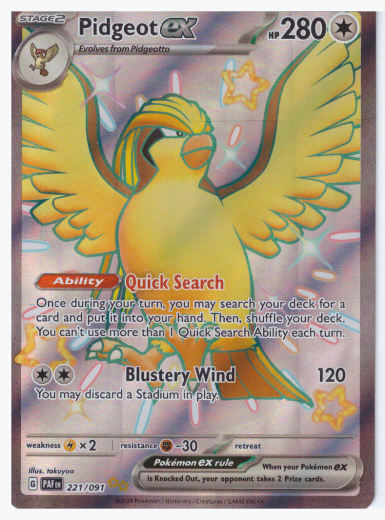 Scarlet & Violet 4.5: Paldean Fates  – Pidgeot ex 221